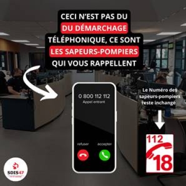 SDIS47 - un numéro unique de rappel : le 0800 112 112